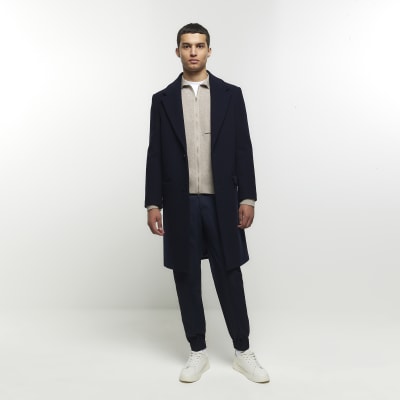 River island mens on sale overcoat