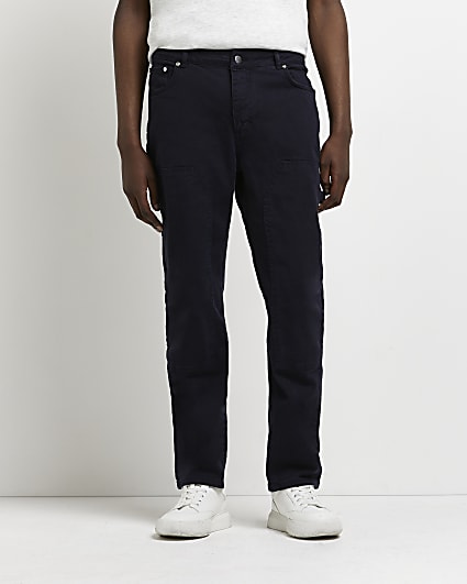 Navy regular fit worker trousers