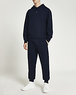 Navy RI branded regular fit hoodie