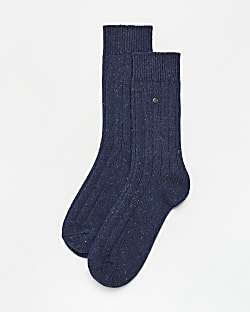 Navy RI knitted boot Socks