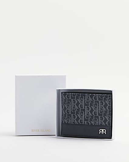 Navy RI monogram wallet with gift box