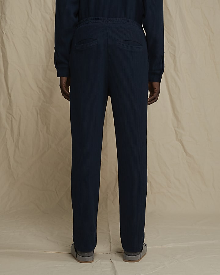 Navy RI One Slim fit Ribbed Trousers
