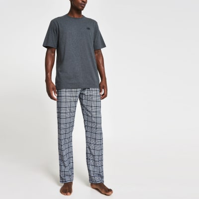 Navy 'RR' check pyjama set