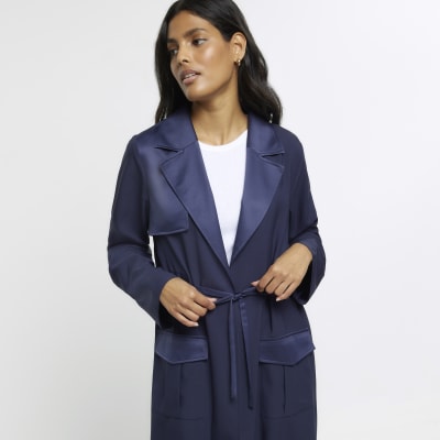 Navy duster coat on sale womens