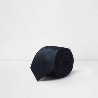 Navy satin tie