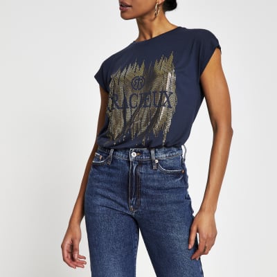 river island navy jeans