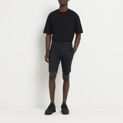 Navy Skinny fit Check Shorts