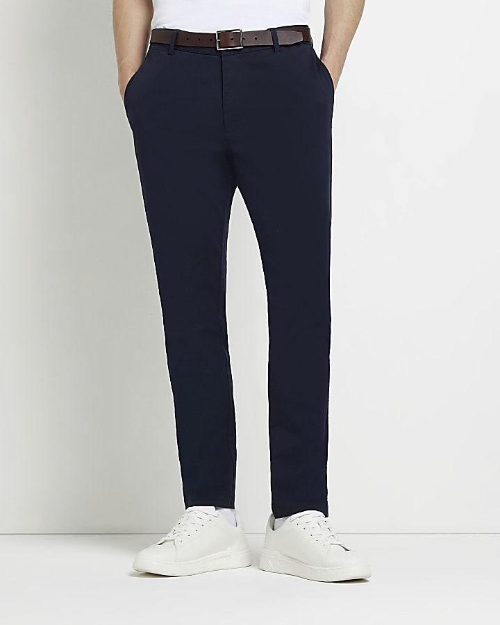 Navy skinny fit chino trousers