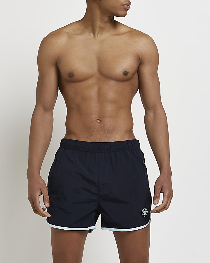 Navy skinny fit RI swim shorts