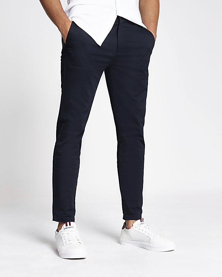 Navy skinny fit smart chino trousers