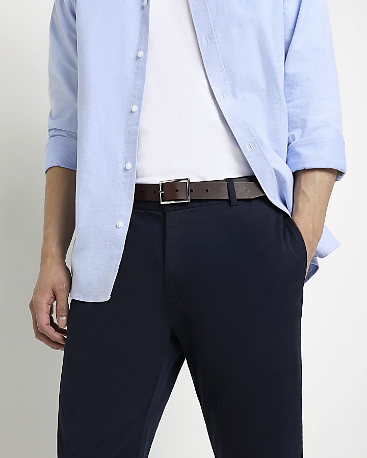 Navy skinny fit smart chino trousers