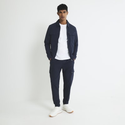 Navy Skinny Fit Stretch Cargo Trousers