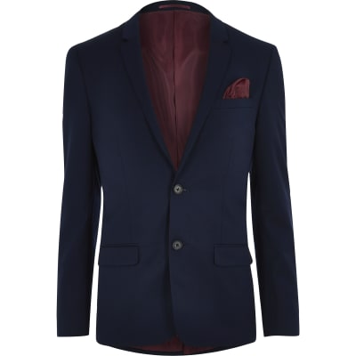 Navy skinny fit suit jacket
