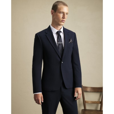 River Island Navy Skinny Fit Suit Jacket