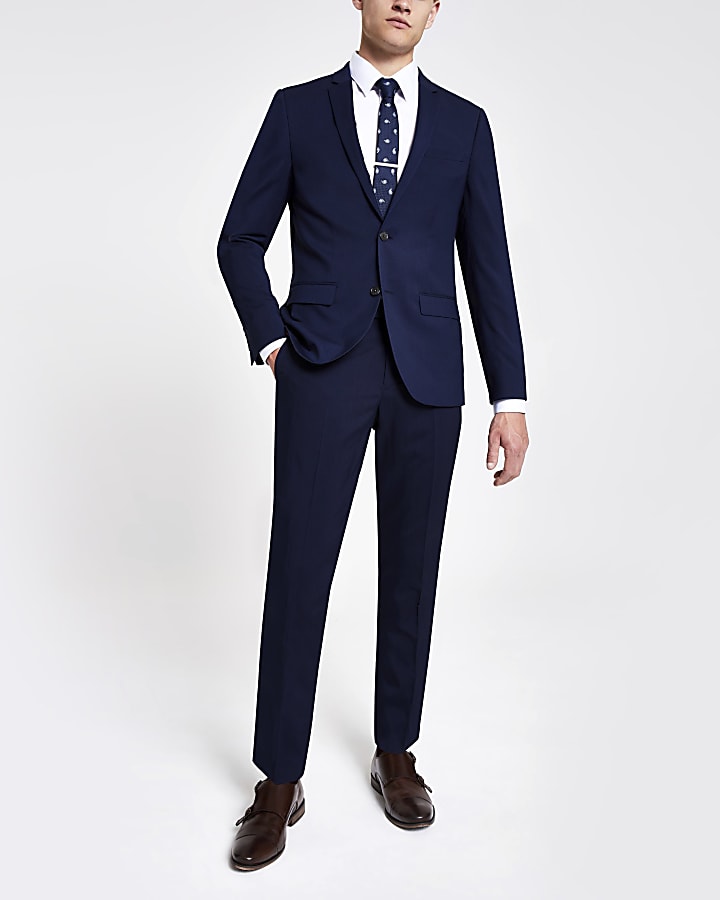 Navy skinny suit trousers | River Island