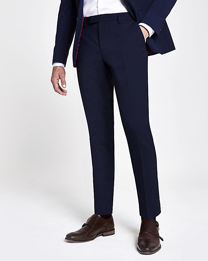 Navy skinny suit trousers | River Island