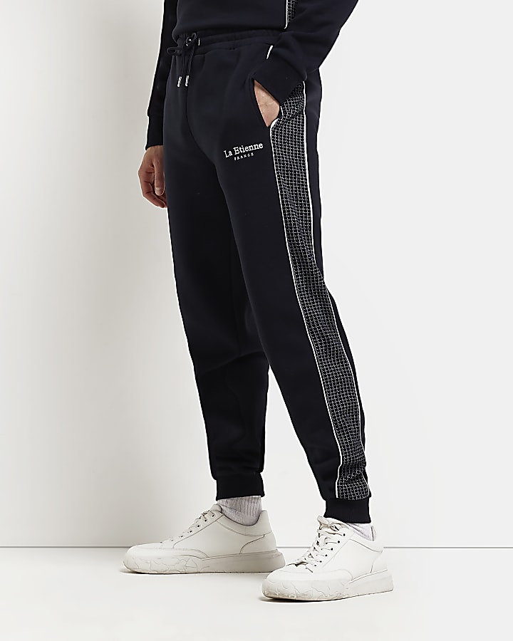 Navy Slim fit Check Joggers