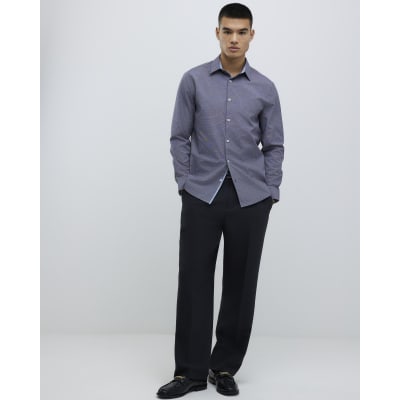 Navy Slim Fit Check Shirt