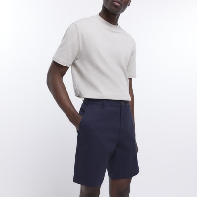 Navy Slim fit chino shorts River Island