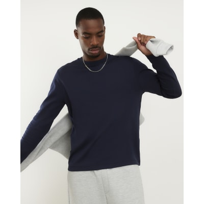Navy Slim Fit Crew Neck Midweight T-Shirt