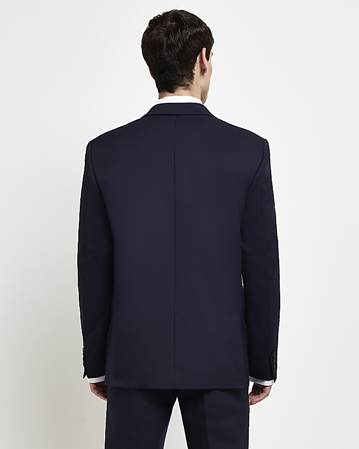 Navy Slim fit Double breasted suit jacket
