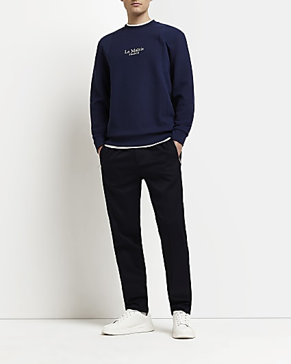 Navy Slim fit graphic sweatshirt