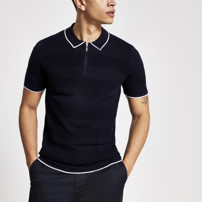 men's zip polo shirt