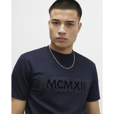 Navy Slim Fit Interlock Crew Neck T-shirt
