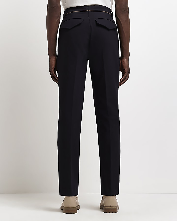 Navy slim fit piped Trousers