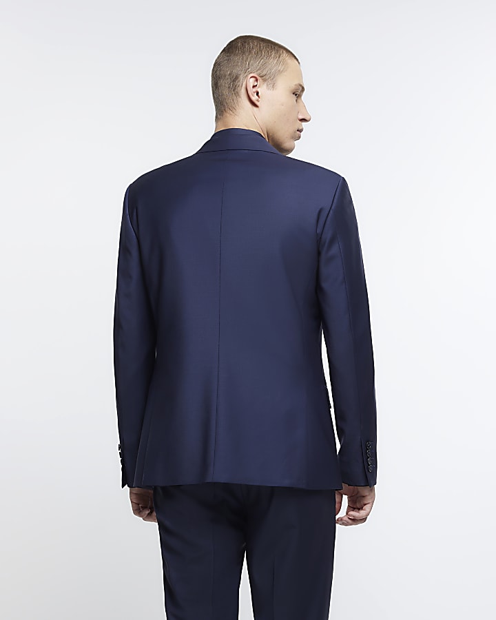 Navy slim fit premium suit jacket