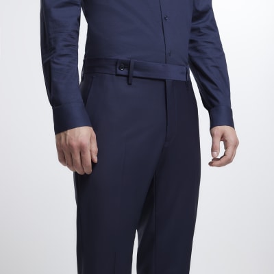 Navy slim fit premium suit trousers