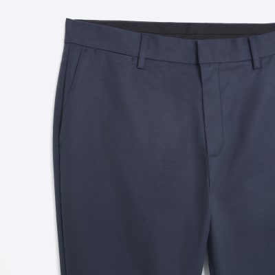 Navy slim fit smart chino trousers