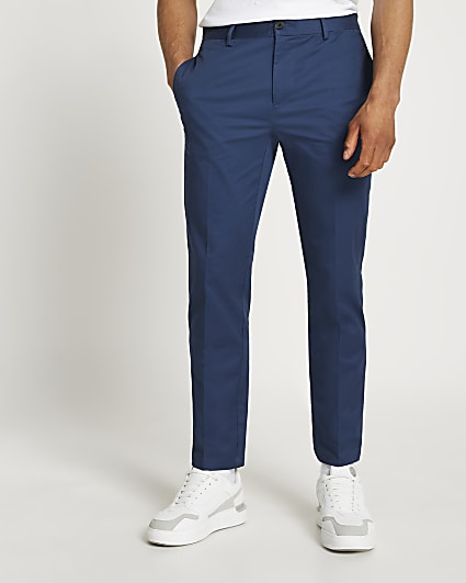Navy slim fit smart chino trousers