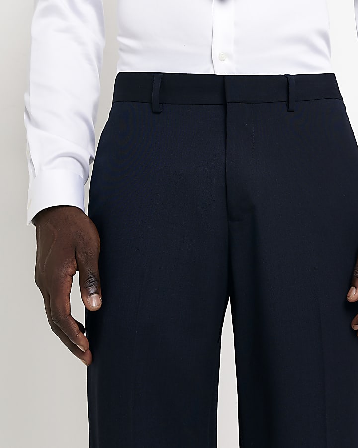 Navy slim fit smart trousers