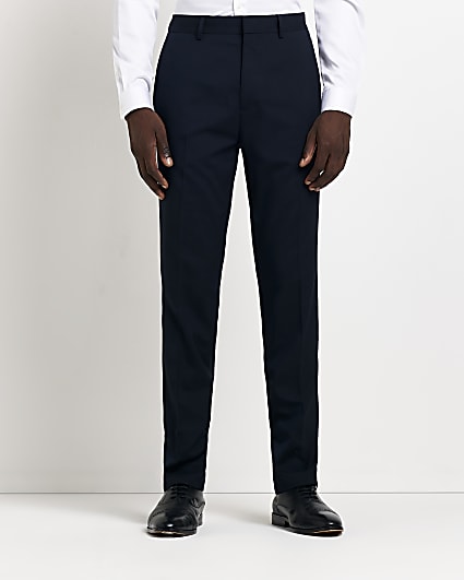 Navy slim fit smart trousers
