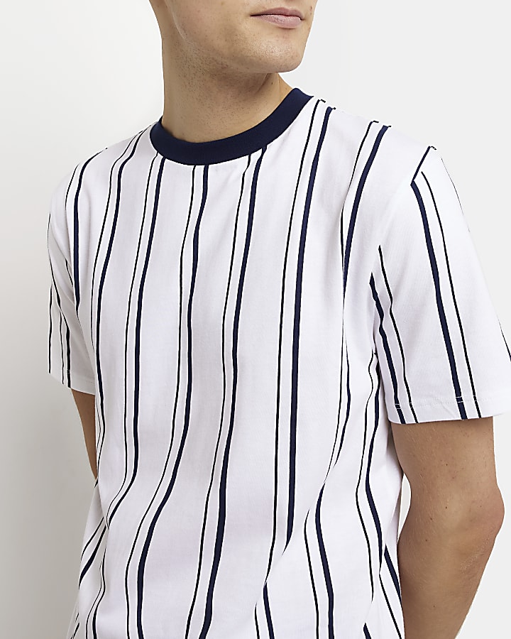 Navy slim fit Stripe t-shirt