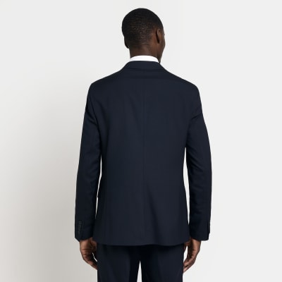 Navy slim fit suit jacket River Island