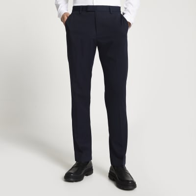 navy slim fit work trousers