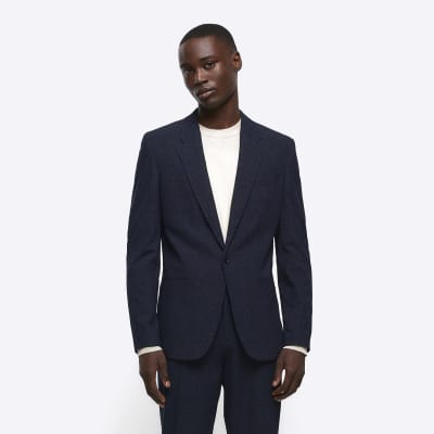 Mens navy wool blazer sale