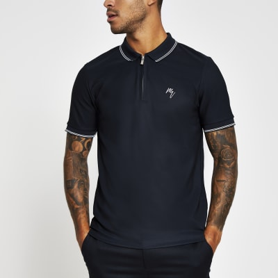 navy slim fit polo