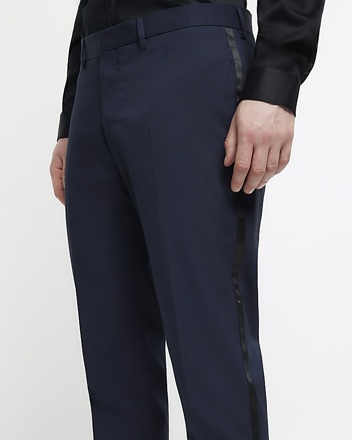 Navy Slim fit Tuxedo suit trousers