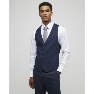 Navy slim fit waistcoat