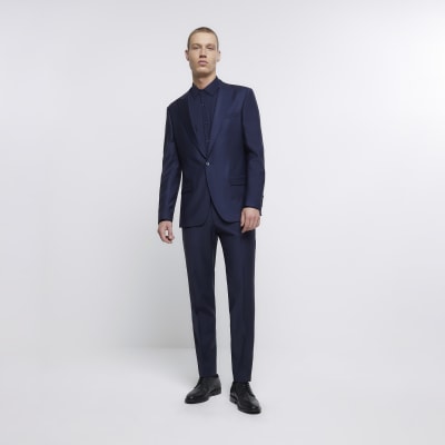 River island navy hot sale suit