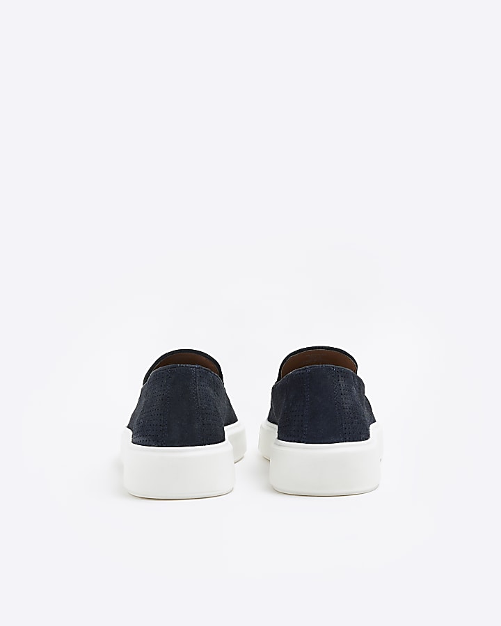 Navy slip on loafers