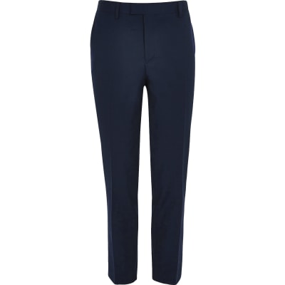Navy smart skinny suit trousers