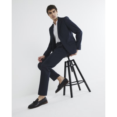 Navy Stretch Skinny Fit Suit Trousers