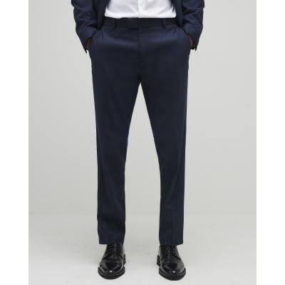 Navy Stretch Slim Fit Suit Trousers River Island