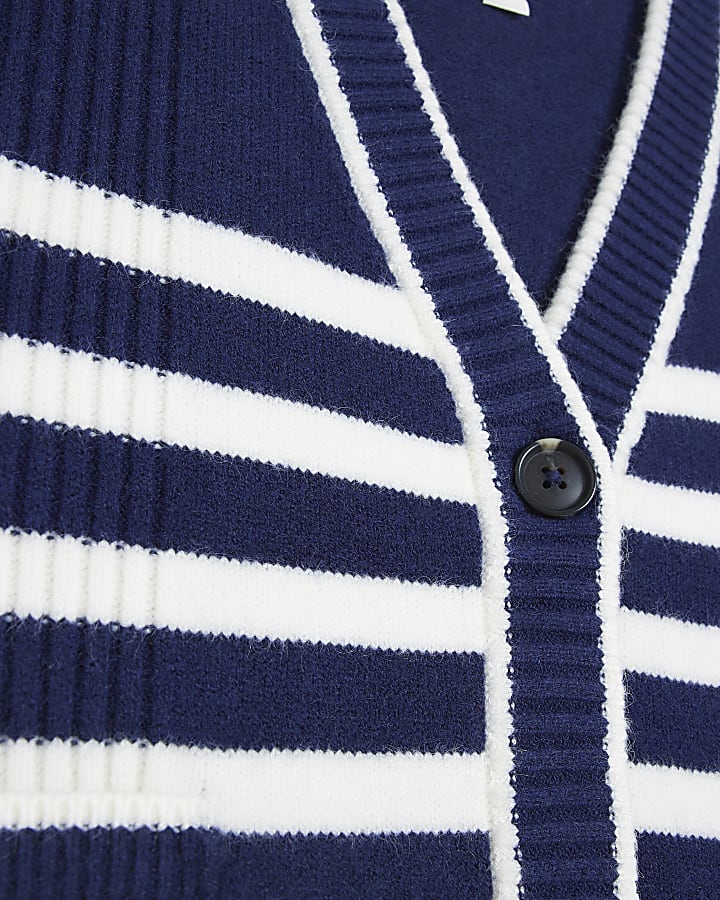 Navy stripe long sleeve cardigan