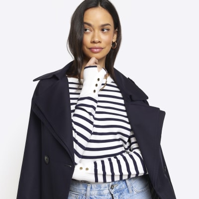 Navy stripe long sleeve jumper