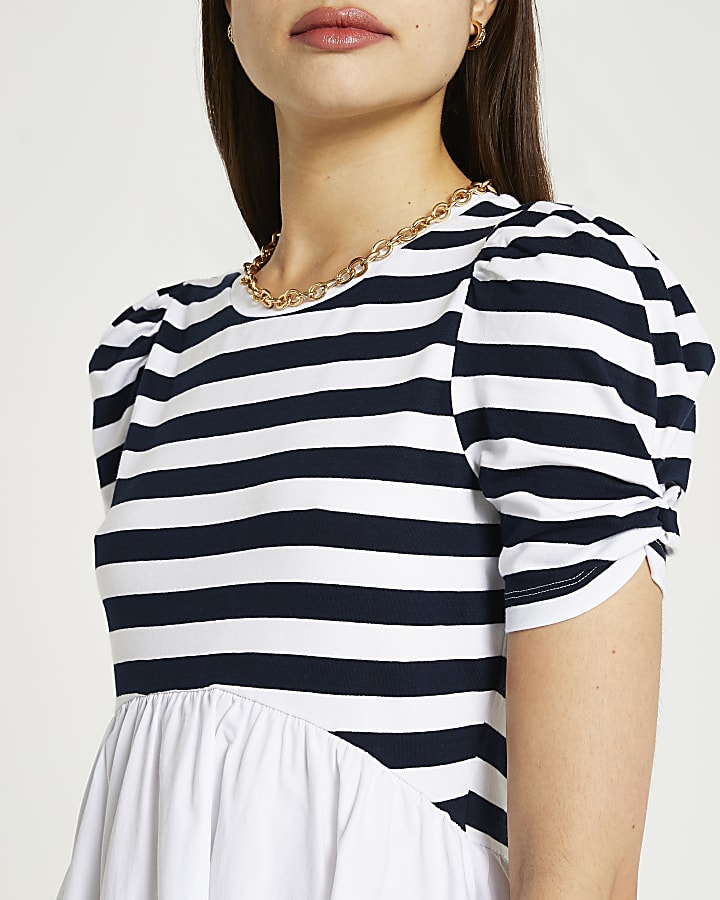 Navy stripe mini dress